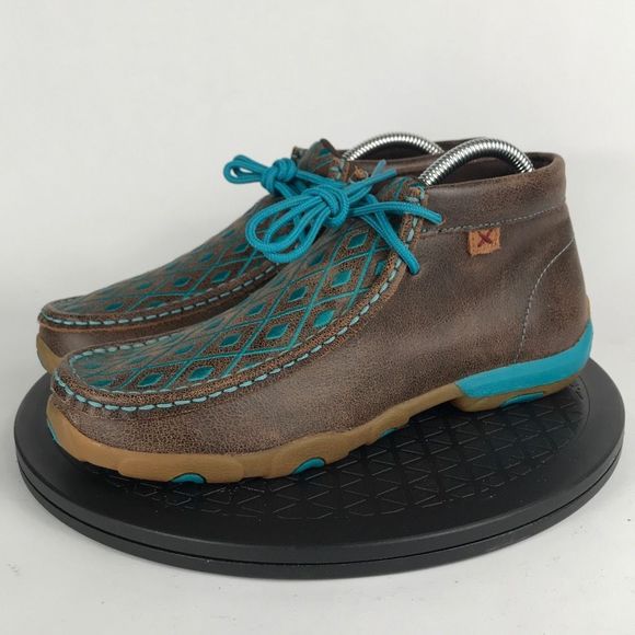 Twisted X Shoes - Twisted X Chukka Driving Geometric Moccasins Brown Leather Women’s Size 8